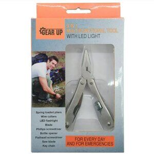 Multifunction Tool with LED Light Keychain Screwdriver Wire Cutters Pliers Blade